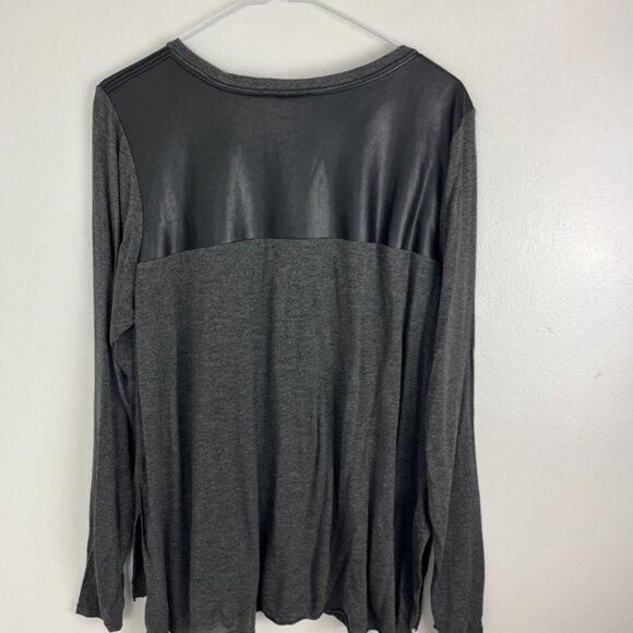 Aritzia Wilfred Free Simone Gray/Black Shirt w/ Faux Leather Embellishments - Picture 10 of 11